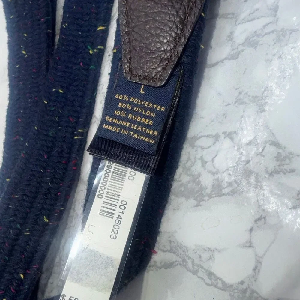 BROOKS BROTHERS Navy Blue Speckled Soft Woven Belt-L {NWT}